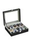 Watch Box with 10 Slots, Watch Case with Glass Lid, Watch Display Box with Removable Watch