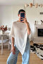 Women's Ecru Asymmetrical Knitwear Blouse 0181