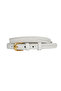 100% Genuine Leather, 2 cm White Knitted Patterned Women's Belt with Gold Color Buckle; Dress, Trouser Belt Dk. - 6