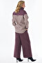 High Collar Line Pattern Cotton Tunic Claret Red - 5