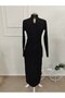 Women's long sleeve turtleneck ruched waist maxi modal dress - 6