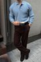 Arco Premium Textured Knitwear Buttoned Polo Collar Long Sleeve Light Blue Men's Sweater - 5