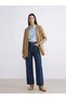 Two Mt Shop Quality Lcw Modest Khaki Suede Look Plain Loose & Baggy Women's Blazer Jacket - 2