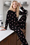 Black Patterned Thermal Fabric Ultra Soft Knitted Pajama Set