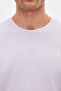 Slim Fit Galactic Lilac Plain Embossed Printed T-Shirt - 3