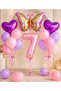 Party 7 Year Old Birthday Decoration Set |   Butterfly Themed |   Purple Heart |   Pastel Pink Lilac Balloon |   7 Folios of Paper