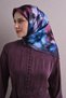 Floral Patterned Sura Silk Scarf 9613Ds Floral Pattern 82-Navy Blue-Dark Pink-Baby Blue - 3