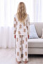Ecru Patterned Thermal Fabric Ultra Soft Buttoned Knitted Pajama Set - 5