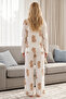 Ecru Patterned Thermal Fabric Ultra Soft Knitted Pajama Set - 3