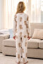 Ecru Patterned Thermal Fabric Ultra Soft Knitted Pajama Set - 5