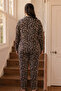 Leopard Patterned Thermal Fabric Ultra Soft Plus Size Oversized Buttoned Knitted Pajama Set - 3