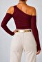 Asymmetrical Shoulder Detail Long Sleeve Blouse Jt9687 - 3