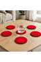 Premium Imported Thick Felt Coasters Red Set of 6 - 2