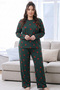 Green Patterned Thermal Fabric Ultra Soft Plus Size Oversized Knitted Pajama Set - 2