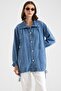 Oversized Jacket with Gathered Skirt and Lace Detail Blue 8288 - 4