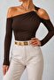 Asymmetrical Shoulder Detail Long Sleeve Blouse Jt9687