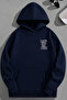 Unisex 3 Thread Cotton Navy Blue Usemybrain Print Loose Fit Sweatshirt Hoodie - 2