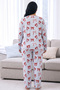 Blue Patterned Thermal Fabric Ultra Soft Plus Size Oversized Knitted Pajama Set - 3