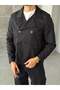 Modern Cut Double-Breasted Trench Coat - Black - 4