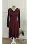 Women's Long Sleeve V Lace Collar Short Janjan Crepe Dress - 4