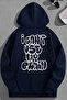 Unisex 3 Thread Cotton Navy Blue Usemybrain Print Loose Fit Sweatshirt Hoodie