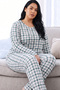 Plaid Patterned Thermal Fabric Ultra Soft Plus Size Oversized Knitted Pajama Set