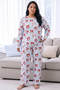 Blue Patterned Thermal Fabric Ultra Soft Plus Size Oversized Knitted Pajama Set - 2