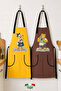 Kitchen Apron Set of 2 for Women and Men, Stain-Resistant, Water-Repellent, Printed, Colorfast Fabric Apron