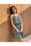 Women's Rope Strap V-Neck Buttoned Patterned Short Single Jersey Dress - 3