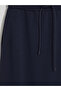 Özmarka New Season Navy Blue Soft Touch Skirt with Elastic Waist - 3