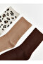 Two Mt Shop Quality Lcw Dream Beige Leopard 5-Pack Women's Socks - 2