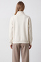 Women's White Stand Collar Zippered 3 Thread Ribbed Oversize Sweatshirt Alc-X15729 - 5