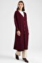 Button Closure V-Neck Long Knitwear Cardigan Claret Red 8291 - 3