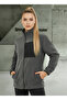 Smoked Women's Fleece Jacket with Front Piece Detail and 3 Pockets - 7