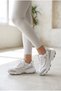 Women's Glitter Detailed Thick Serrated Sole Sneaker Lace-Up Comfortable Walking and Sports Shoes Chunky Casual Sneaker