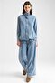 Drawstring Detailed Soft Denim Jacket and Trousers Two-Piece Set Blue 9472-Tk - 2