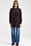Stone Detailed Soft Fabric Oversize Knitwear Sweater Brown 8290 - 2