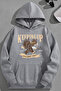 Unisex 3 Thread Cotton Gray Keepingup Print Loose Fit Sweatshirt Hoodie