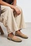 Jade Rome Beige Suede Leather Single Buckle Detail Closed Toe Flat Sole Women's Ballerinas - 8