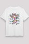 Colorful Cat Printed Unisex White T-Shirt