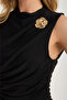 Long Side Gathered Floral Brooch Dress - 4
