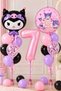 Party Kuromi 7Th Birthday Balloon Set Number Foil Balloon Pink Lilac Black Party Decoration Set