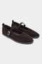 Jade Bitter Brown Suede Leather Double Buckle Detail Flat Sole Women's Ballerinas - 4