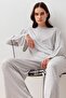 Long Sleeve Oversize Basic Lycra Viscose Top and Bottom Set - 6