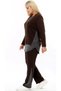 V-Neck Long Sleeve Elastic Waist Collar Skirt Legs and Side Pockets with Glitter Detail Plus Size Tracksuit Set - 8