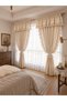 Linen Look Background Curtain with Colored Cream Ruffles – Living Room, Bedroom, Kitchen, Children's Room, Balcony - 3