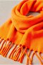 Puffy Soft Textured Thick Tasseled Women's Scarf Oversized Winter Shoulder Shawl Orange - 4