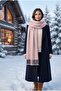 Puffy Soft Textured Thick Tasseled Women's Scarf Oversized Winter Shoulder Shawl Powder - 3
