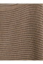 Brown Boat Neck Openwork Women's Knitwear Sweater - 7