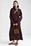 Scarf Detailed Skirted Knitwear Set Brown 9471-Tk - 5